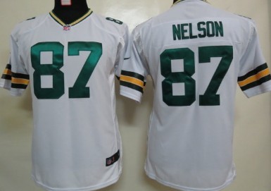 Kids Jersey Green Bay Packers 87 Jordy Nelson White Nike Game